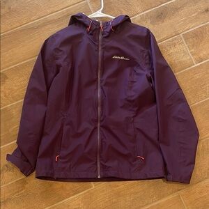 Eddie Bauer Deep Purple Hooded Rain Jacket